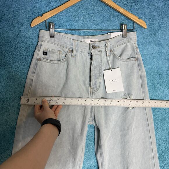 KanCan Womens 7/27 90s Flare Light Blue Jeans Wide Leg Distressed Denim - Picture 8 of 16